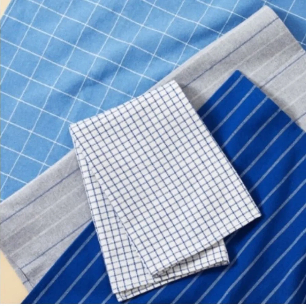 Minimalist Clean Blue | Gray | White Upcycled Palm + Perkins Napkins ~ Set of 4